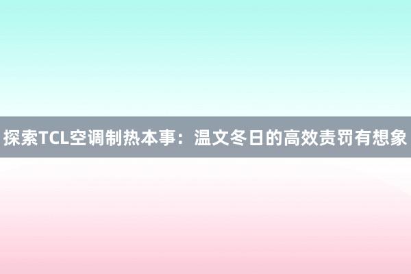 探索TCL空调制热本事：温文冬日的高效责罚有想象